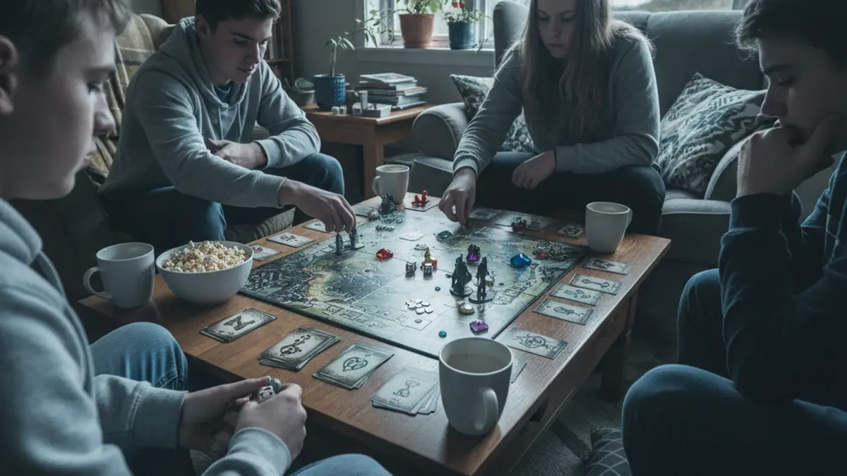 Middelbare scholieren spelen een educatief bordspel in het klaslokaal