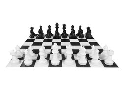 XXL Groot Schaakspel - Plein Schaken + 2 Draagtassen - 41 cm Koning - Complete set om te Schaken op groot overzichtelijk plein of veld - Zeer gedetailleerde stukken