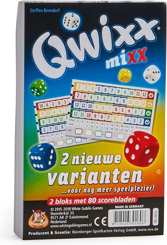 White Goblin Games - Qwixx Mixx - Extension - 2 à 5 joueurs - Jeu de stratégie - Blocs de score supplémentaires avec de nouveaux défis - Jeu de société