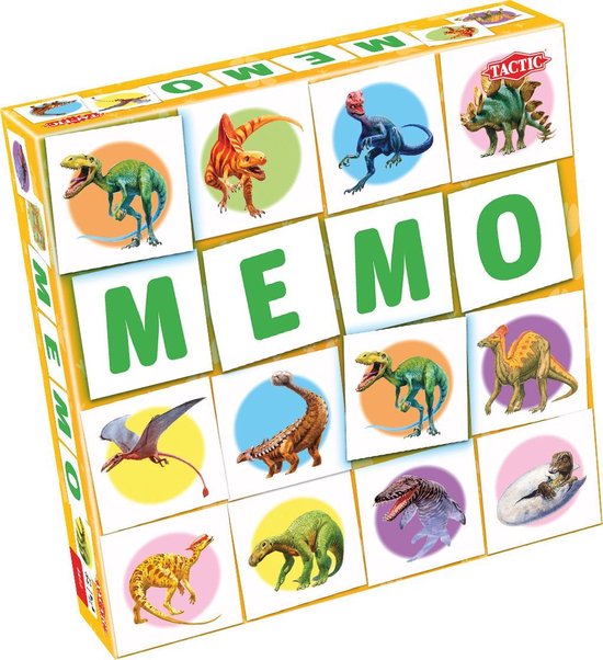 Tactic Memo Dino's - Memospel - Zoek de Juiste Paren - Kleurrijke Dinosaurussen en Prehistorische Reptielen - Educatief Gezelschapsspel voor Kinderen en Families - 2 tot 6 Spelers - Jaar