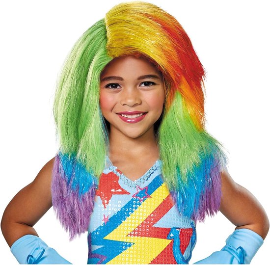 Perruque pour enfant - Perruque de déguisement - Fête ou jeu - Couleurs arc-en-ciel - 48 cm - Multicolore