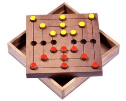 Mill – Handgemaakt Houten Strategisch Denkspel voor 2 Spelers | Molenspel | Klassiek Bordspel | Cadeau voor het Gezin | Uit de Oude Doos