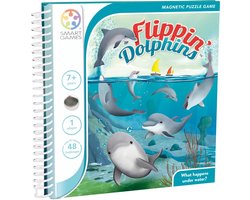 SmartGames Flippin' Dolphins - Magnetisch Logisch Denkspel - 48 Educatieve Dolfijne Uitdagingen - Compact Reisspel & Solospel - Vanaf 7 Jaar