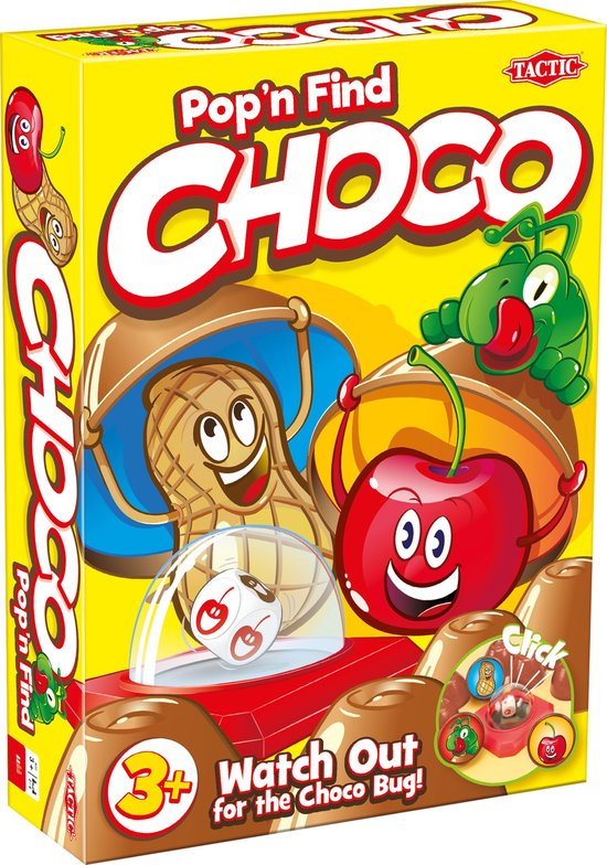 Tactic Choco - Kinderspel - Geheugenspel met Chocolaatjes - Pop-O-Matic Dobbelsteen - Verzamel de Meeste Chocolaatjes - Familiespel voor Jonge Kinderen - 2 tot 4 Spelers - Vanaf 3 Jaar