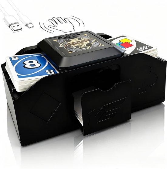 Thijox - Mélangeur de cartes automatique pour 1-2 jeux, machine électrique avec USB/piles, idéal pour le poker, UNO, fase 10 et bien plus