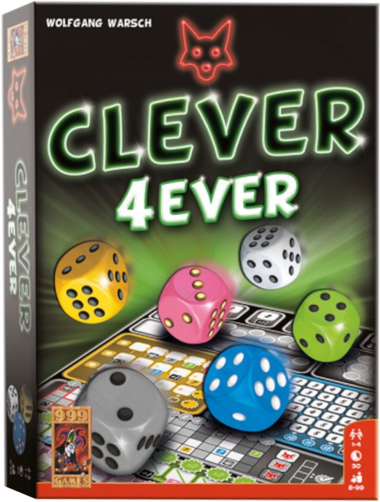 999 Games - Clever 4Ever - Jeu de dés - Le quatrième volet de la gamme Clever - Nouvelles catégories et actions bonus - Jeu de société - Jeu familial - Jeu de stratégie - Petite idée cadeau
