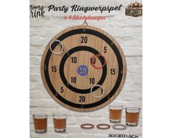 Ringwerpspel Drankspel- incl.4 Shotglaasjes-Partyspel-Gemakkelijk te Spelen-Feestje-Borrel-Spel-Voor Volwassenen