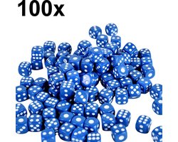 Decopatent - 100 STUKS Dobbelstenen BLAUW - Dobbelsteen - Afm 1.4 x 1.4 x 1.4 Cm - Dice - Dobbelen - Blauwe Dobbelstenenset gekleurd - Yahtzee - Bordspel - Gezelschapsspel - Voor Dobbelsteen Spelletje - Set 100 stuks - Kleur: Blauw