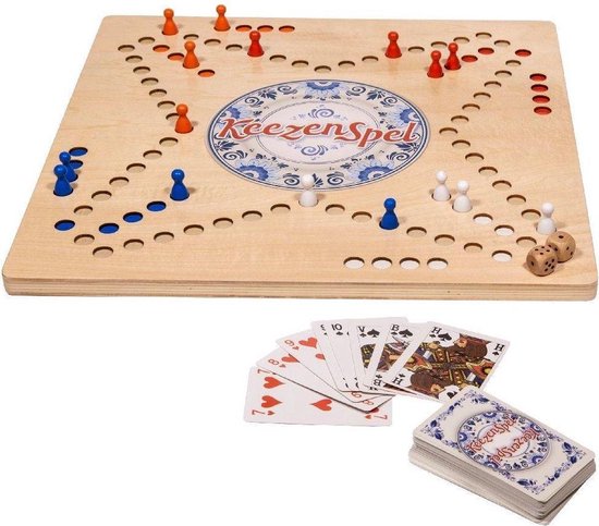 Keezenspel Hout Deluxe - Dubbelzijdig bordspel tot 6 spelers - 6+ jaar