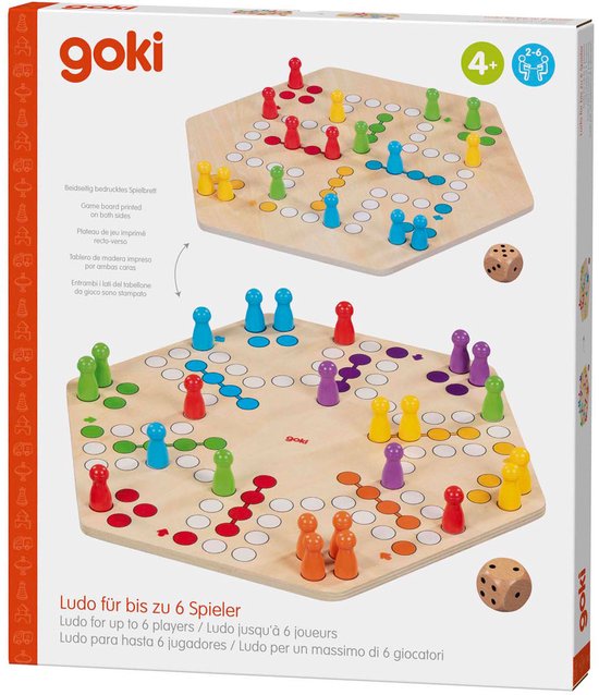 Goki houten ludo spel - klassiek bordspel spelers.