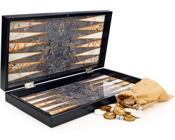 CLVP® Backgammon Koffer – Lederen Bordspel – Reisspel - Zwart