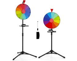 COSTWAY Gelukswiel, 16 inch, draaiwiel, speelgoed met penhouder, wielspellen, in hoogte verstelbaar, voor loterijspellen, woordspelingen, diameter 40 cm