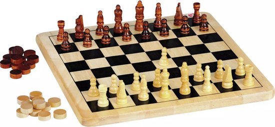 Chad Valley jeu de dames et d'échecs - jeux de société en bois - 2 joueurs ou plus - développe la pensée stratégique et la résolution de problèmes