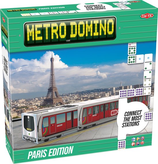 Tactic Metro Domino: Paris Edition – Bordspel – Luxe Uitvoering – Strategisch Dominospel met Stations en Metrofiches – Jaar – 2 tot 4 Spelers