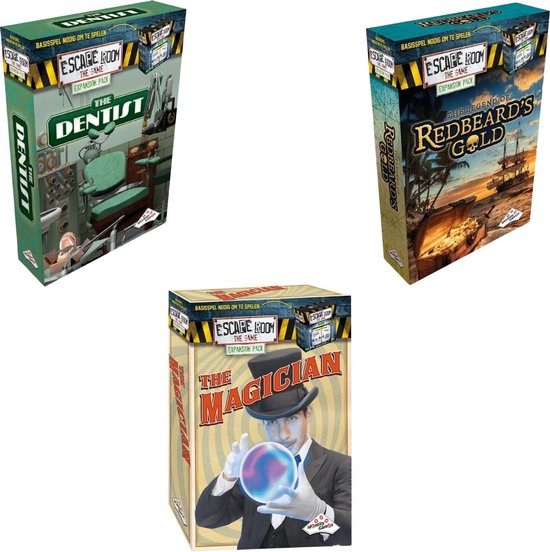 Escape Room Uitbreidingsbundel - 3 Stuks - The Dentist & The Magician & Redbeard's Gold