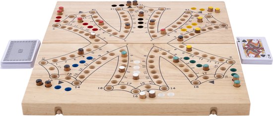 Toc Spel XL Opklapbaar 6 Spelers – Houten Bordspel – Extra Groot Strategiespel – Gezelschapsspel tot 6 Spelers – Reisvriendelijk Bordspel – Engelhart