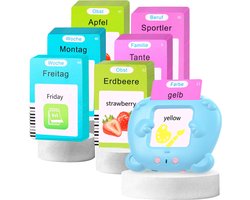 Leerzaam speelgoed-Educatieve spellen-Montessori speelgoed-Woordjes Leren-Duits & Engels Gesproken-Praten Flashkaarten-voor Autisme Peuters Meisjes Jongens 2 3 4 5 6 Jaar-kindercadeaus-Kinderspeelgoed-blauw-255 vellen 510 woorden
