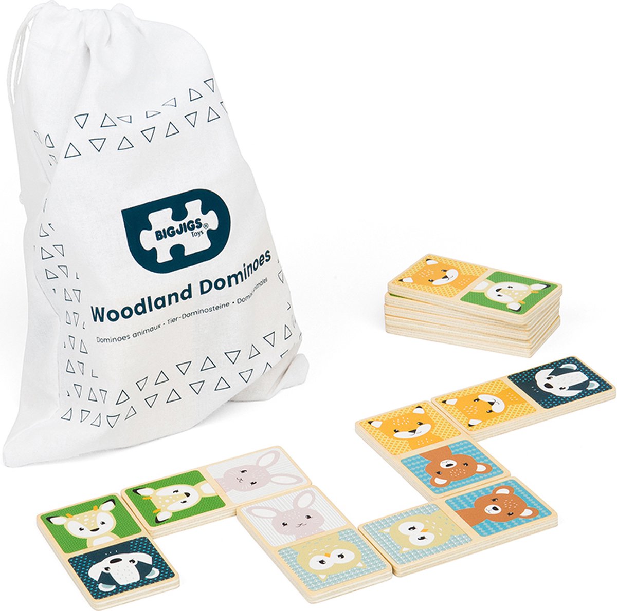 BigJigs jeu de dominos animaux en bois - Jouet éducatif animaux de la forêt FSC.