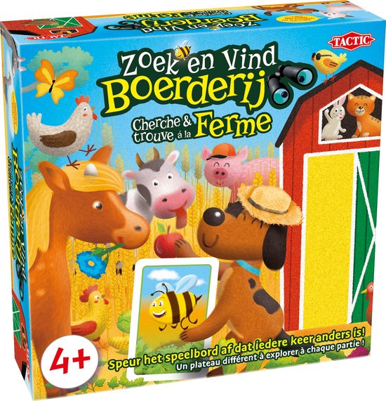 Tactic Zoek en Vind Boerderij - Bordspel - Opvouwbare schuren - 17 Speelfiguren - jaar