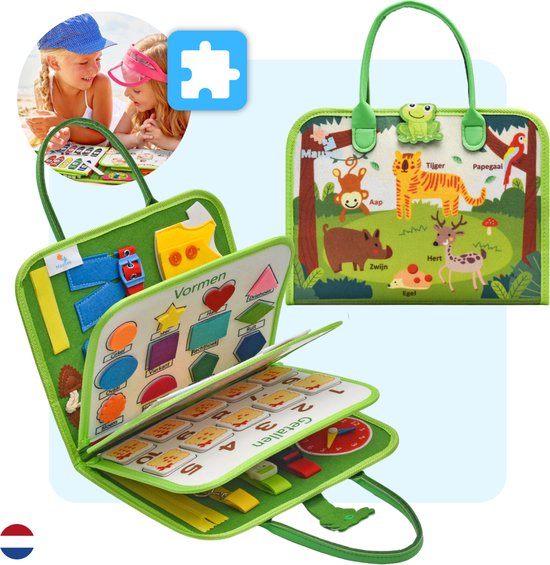 Mauzek® Busy Board Bos - Belgisch - Montessori speelgoed - Activiteitenboek - Sensorisch Speelgoed - Reisspeelgoed - Educatief Speelgoed - Peuter Speelgoed - Jongens - Meisjes - Voor in de auto - Voor onderweg - 3 jaar - 4 jaar - 5 jaar - 6 jaar