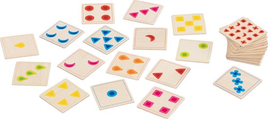 Sorteerspel: KLEUREN en VORMEN, kaarten 5x5x0,3cm, 30 kaarten, hout, 4+