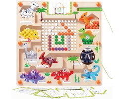 Magnetisch Speelgoed Montessori – Leren Rekenen voor Kinderen – Magnetisch Doolhof Puzzelbord met Dinosaurussen – Educatief Magneetspel voor Kleuren & Cijfers – Sensorisch en Motorisch Speelgoed voor Kinderen 3 tot 7 Jaar – Reisspeelgoed