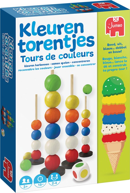 Jumbo - Kleurentorentjes - Jeu pour enfants - Apprendre les couleurs - dès 3 ans - 2 à 4 joueurs