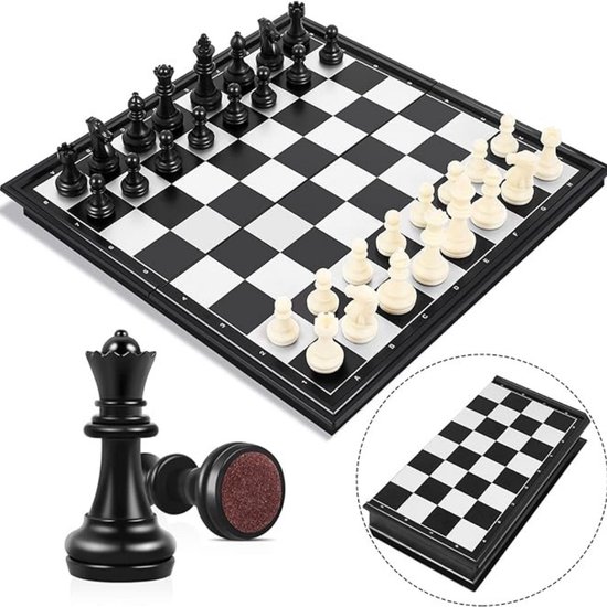 Zylo® Magnetisch Schaakspel - Magnetisch Schaakbord - Schaakbord - 25x25x2cm - Zwart