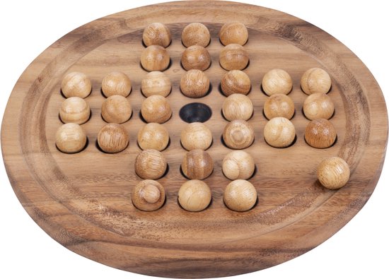 Solitaire Round Large – Houten Solitaire Bordspel – Klassiek Denkspel – Solo Strategiespel – Houten Balansspel – Engelhart