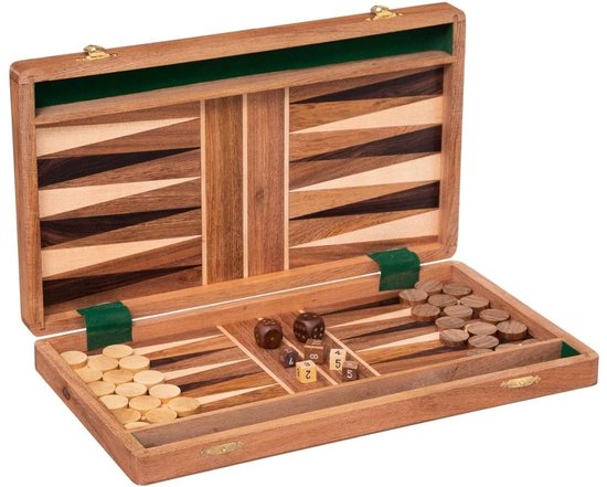 Omgoods - Jeu de backgammon en bois d'acacia 36 x 41 cm