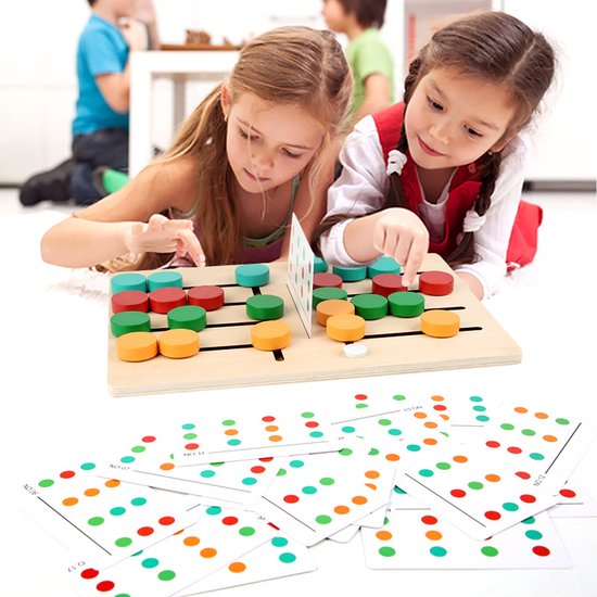 Kerstkinderspeelgoed, vierkleurenspel voor twee spelers, kleuren sorteren, logisch denken trainen, houten speelgoed voor vroege educatie