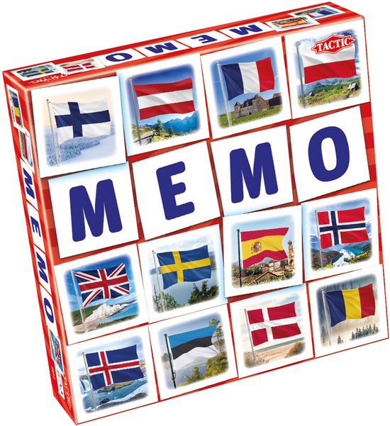 Tactic Memo Vlaggen - Memospel - Zoek de Juiste Paren - Leer Vlaggen van Landen Herkennen - Educatief Gezelschapsspel voor Kinderen en Families - 2 tot 6 Spelers - Jaar