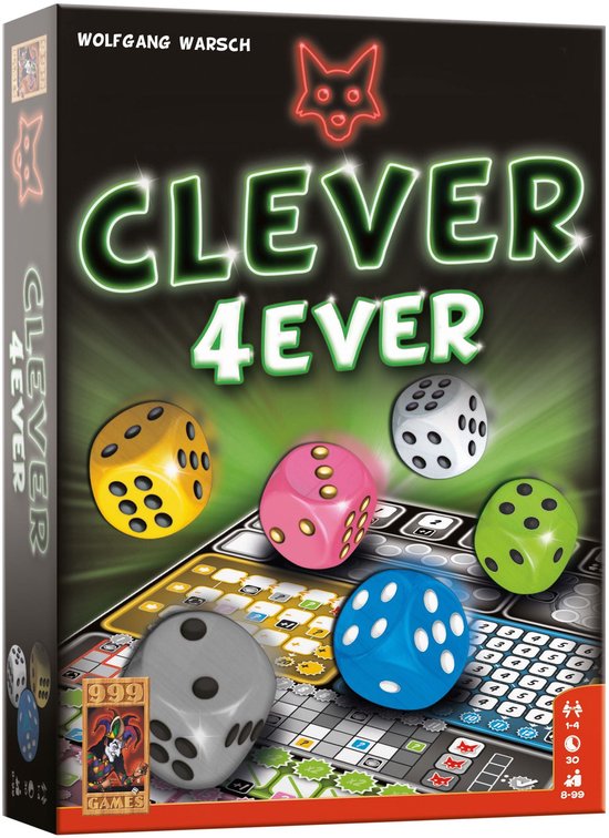 999 Games - Clever 4Ever - Dobbelspel - De vierde editie in de Clever-serie - Nieuwe categorieën en bonusacties - Gezelschapsspel - Familiespel - Strategiespel - Klein cadeautje