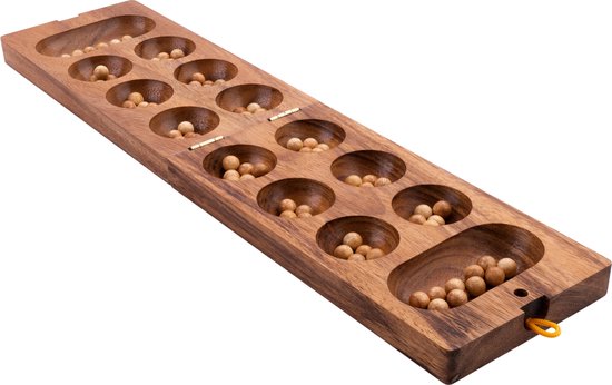 Awalé - Maat Large – Houten Afrikaans Strategiespel – Mancala Bordspel voor 2 Spelers – Ecologisch Acaciahout – Engelhart