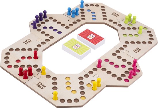 ThysToys Keezen Bordspel Connect Deluxe - Houten Keezenspel -6 spelers