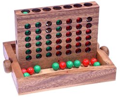Vier op een Rij – Handgemaakt Houten Bordspel voor 2 Spelers | Klassiek Strategiespel voor Jong & Oud | Cadeau Kinderen & Gezin | Uit de Oude Doos