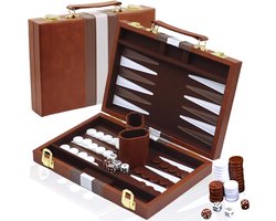 29cm x 20cm x 1cm — AHD® Backgammon - Backgammon Koffer - Backgammon Reiseditie - Backgammon Hout - Bruin
