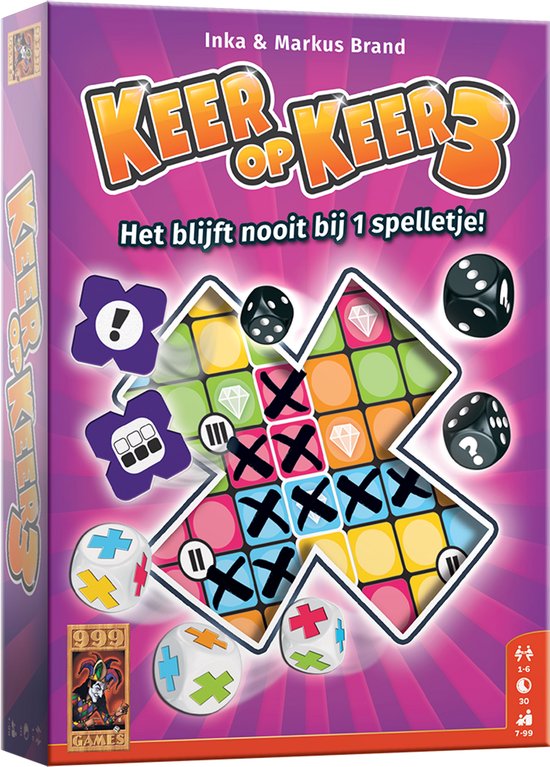 999 Games - Keer op Keer 3 - Vervolg op het immens populaire dobbelspel Keer op Keer - Gezelschapsspel - Familiespel - Educatief spel - Klein cadeautje