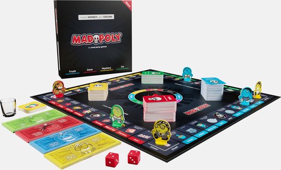 MadPoly - own bars & give shots- 360 Truth or Dare opdrachtkaarten -spellen voor volwassenen - inclusief shot glass