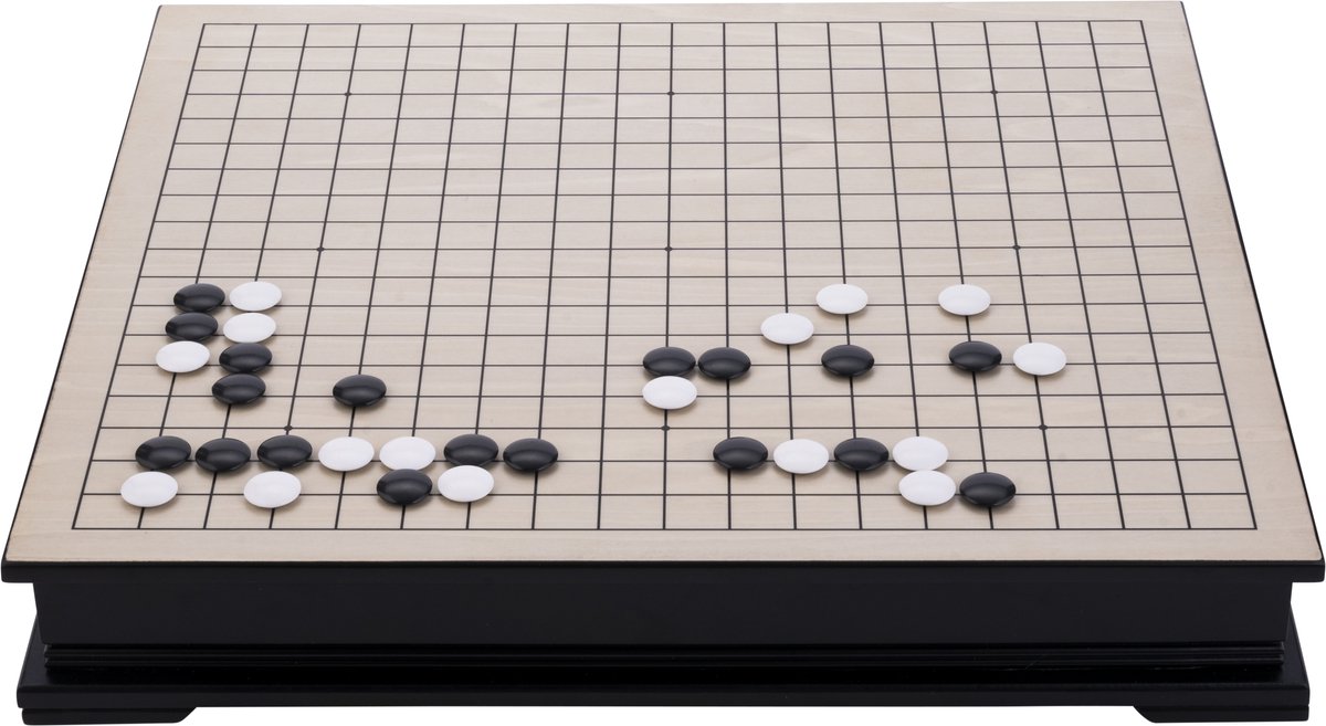 Jeu de Go avec compartiments latéraux – 361 pierres en plastique 21 mm – Jeu de stratégie – Engelhart