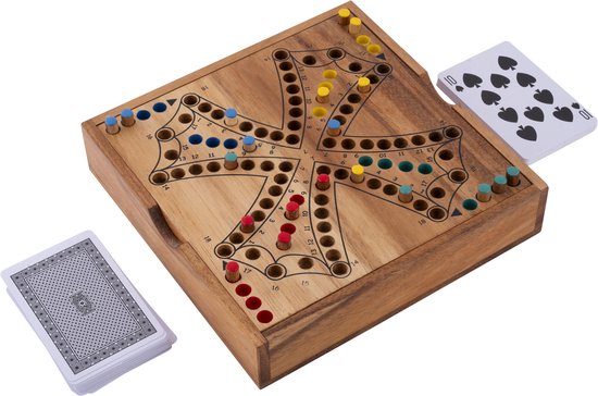 Toc Spel 4 Spelers – Houten Bordspel – Klassiek Strategiespel – Gezelschapsspel tot 4 Spelers – Reisvriendelijk Bordspel – Engelhart