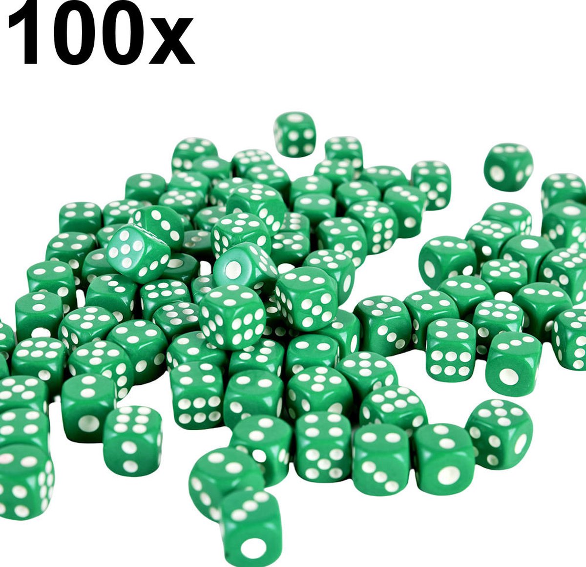 Decopatent - Lot de 100 Dés VERT - Dé à jouer - Dim 1.4 x 1.4 x 1.4 Cm - Dice - Dés Verts Colorés - Yahtzee - Jeu de Plateau - Jeu de Société - Pour Jeux de Dés - Set 100 pièces - Couleur : Vert