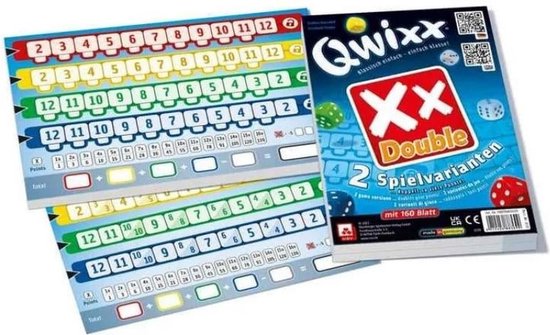 White Goblin Games - Qwixx Dubbel - Dobbelspel - 2 tot 5 spelers - Voor de hele familie - uitbreiding - Extra scoreblokken met nieuwe uitdagingen