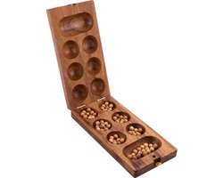 Awalé - Maat Large – Houten Afrikaans Strategiespel – Mancala Bordspel voor 2 Spelers – Ecologisch Acaciahout – Engelhart