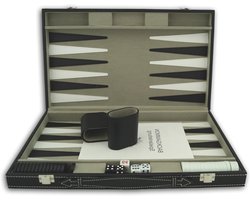 Zyrex® Backgammon Koffer – Luxe Backgammon Set – Lederen Bordspel – Zwart - 39cm x 25cm x 6cm