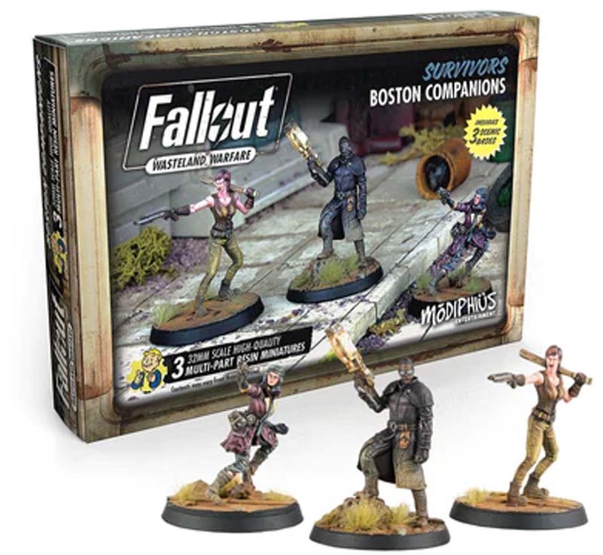 Fallout: Wasteland Warfare – Survivors: Boston Companions - Extension - Figurines non peintes - Modiphius Entertainment - Non peint