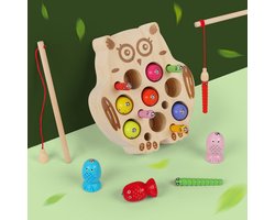 Kerstmis Educatief Speelgoed voor Kinderen Magnetisch Visspel Concentratie Training Houten Magnetisch Visspel (Uil)