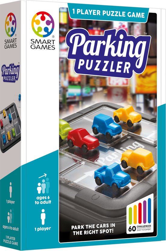 SmartGames Parking Puzzler - Magnetisch Denkspel & Breinbreker - 60 Uitdagende Opdrachten - Compact Reisspel - Vanaf 6 Jaar tot Volwassen - Auto's Parkeren