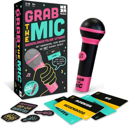 Megableu Grab The Mic - Karaoke Partyspel - Muziekspel voor 2-10 Spelers - Bekend van TikTok - Nederlandstalige versie