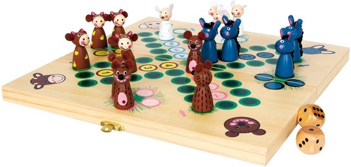 Small Foot - Jeu de Ludo en bois Animaux de la ferme